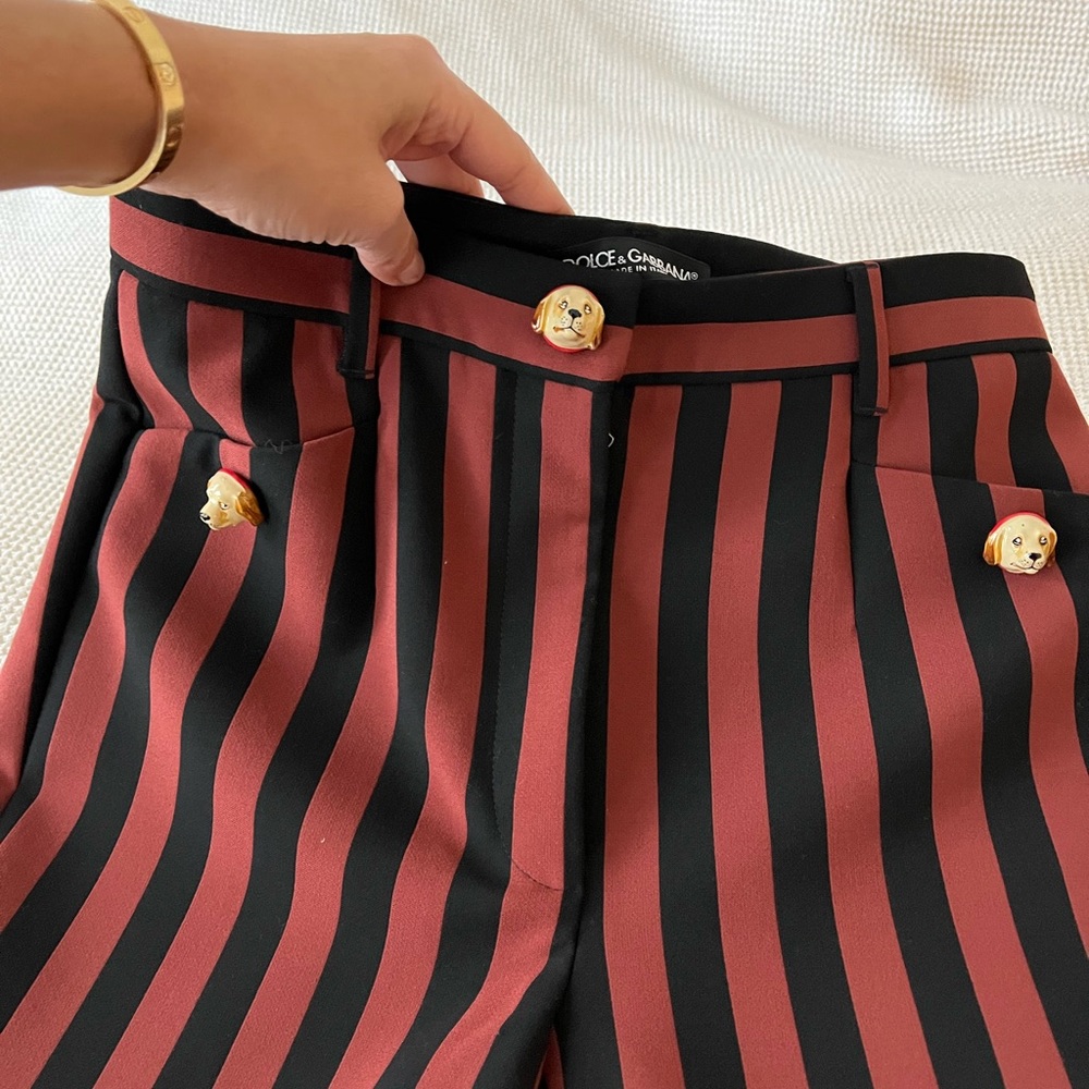 Dolce & Gabbanna striped trousers with dog buttons